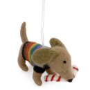 Filzanhänger Dackel Hund mit Ringelpullover