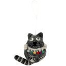 Filzanhänger Katze mit Lichterkette anthrazit melange