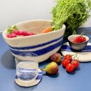 Filzkorb oval blaue Streifen groß 40 cm