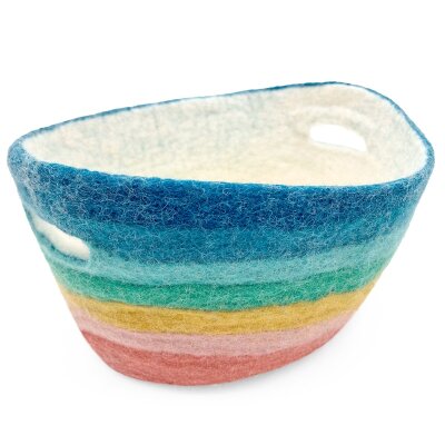Filzkorb Regenbogen pastell mit Griffen 29 cm