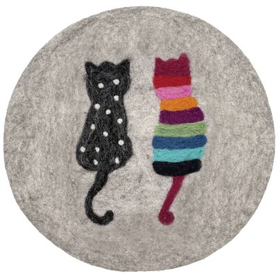 Felted Seat Cushion Two Cats