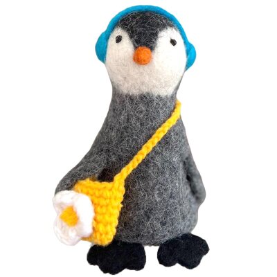 Eierwärmer Pinguin anthrazit mit Tasche