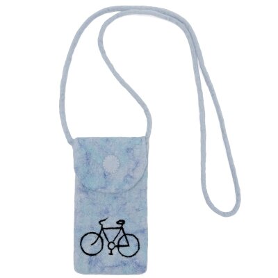 Handytasche Fahrrad 10 x 18 cm hellblau melange