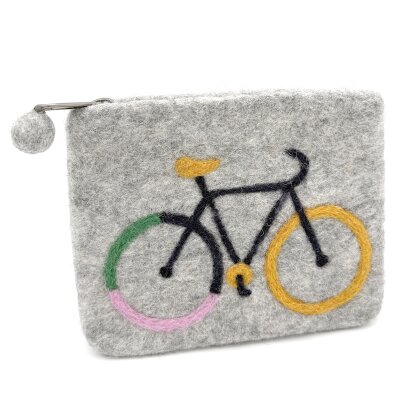 Filzbeutel Farbiges Fahrrad 15 x 12 cm