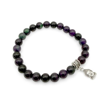 Halbedelstein Armband 8 mm Fluorit-Mix Dunkler Purpur