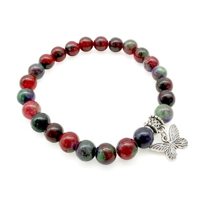 Halbedelstein Armband 8 mm Amazonit-Mix Purpur