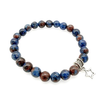 Halbedelstein Armband 8 mm Lapislazuli-Mix Sandbraun
