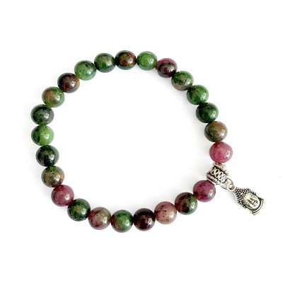 Halbedelstein Armband 8 mm Rot-Grüner Smaragd