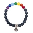 Perlen-Armband 8 mm Lavastein & Chakra