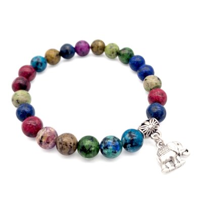 Halbedelstein Armband 8 mm Bunter Jaspis
