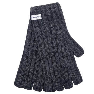 Kaschmir-Handschuhe Rippoptik anthramelange