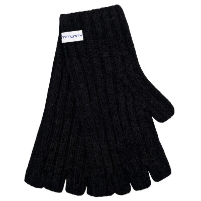 Cashmere Gloves rib-knit ink black
