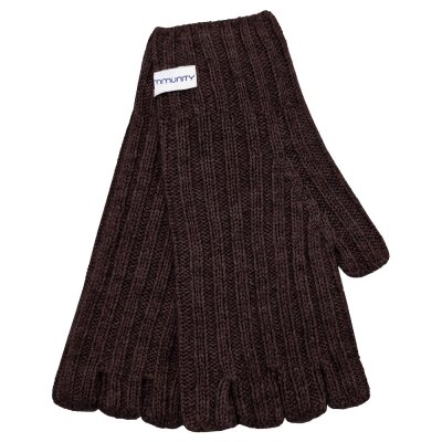 Kaschmir-Handschuhe Rippoptik kaffeebraun