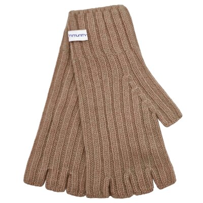 Kaschmir-Handschuhe Rippoptik mandelbeige