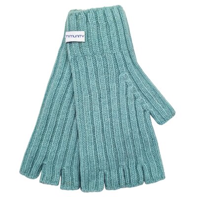 Kaschmir-Handschuhe Rippoptik jadegrün