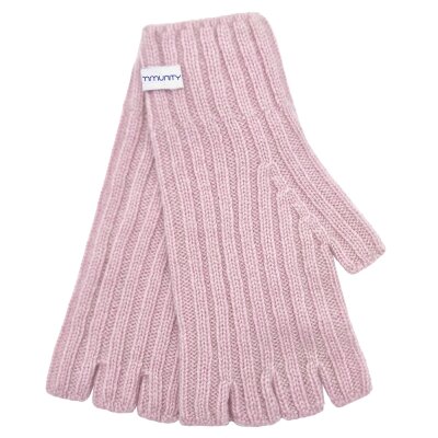 Kaschmir-Handschuhe Rippoptik puderrosa