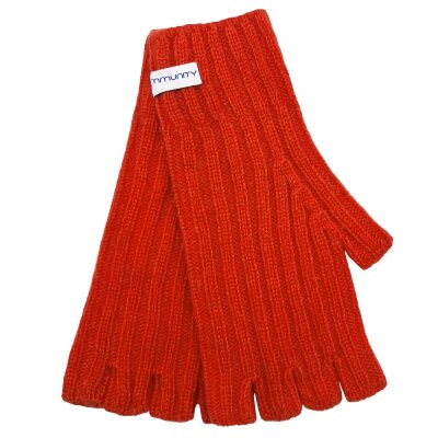 Cashmere Gloves rib-knit saffron orange