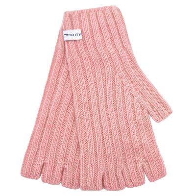 Kaschmir-Handschuhe Rippoptik pfingstrose