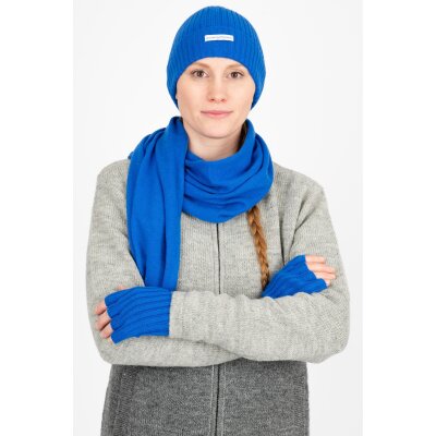 Kaschmir-Handschuhe Rippoptik lapisblau
