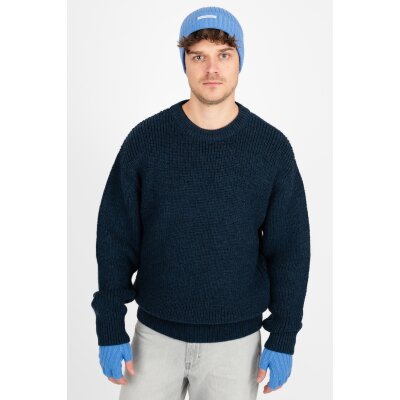 Cashmere Gloves rib-knit cornflower blue