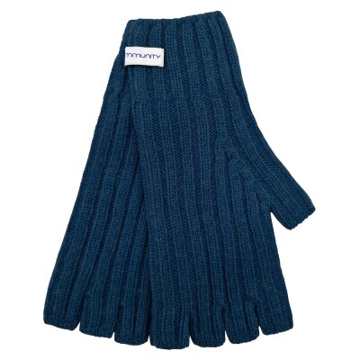 Cashmere Gloves rib-knit atlantic blue