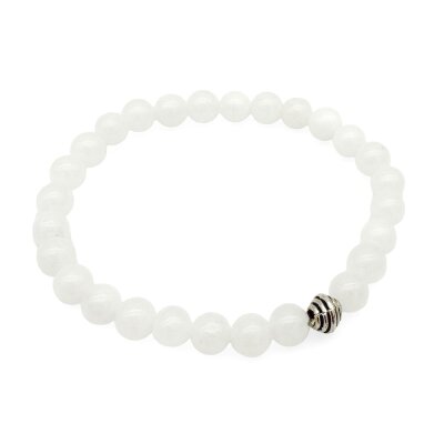 Halbedelstein Armband 6 mm Weiße Jade