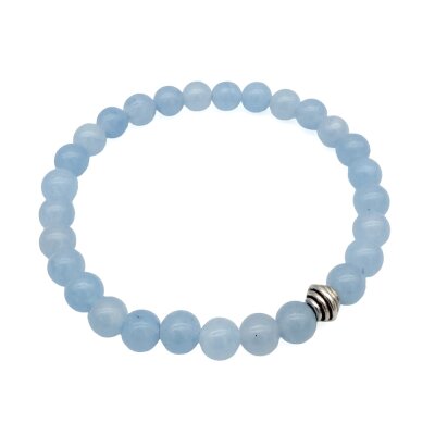 Halbedelstein Armband 6 mm Blauer Chalcedon