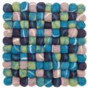 Topfuntersetzer 16 cm Filzkugeln tie dye petrol viereckig