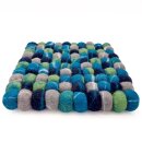 Topfuntersetzer 16 cm Filzkugeln tie dye petrol viereckig