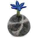 Filzblume auf Kiesel blau