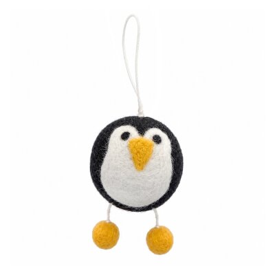 Felt Ball Hanger Penguin. Black