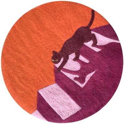 Filzsitzkissen Katze auf Treppe orange 38 cm