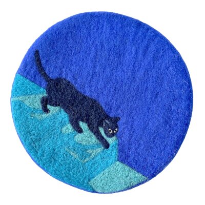Trivet Cat on Stairs blue 20 cm