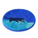 Filz-Topfuntersetzer 20 cm Katze auf Treppe blau