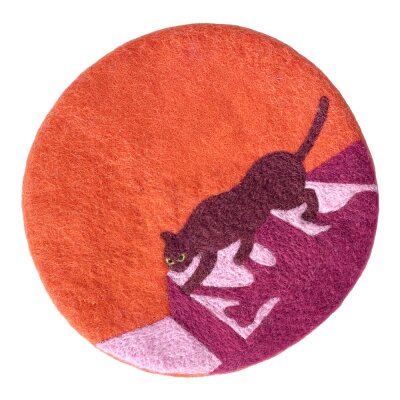 Trivet Cat on Stairs orange 20 cm