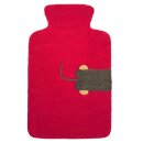 Felted Hot Water Bottle Dachshund, cherry red