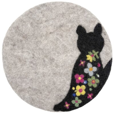 Filz-Topfuntersetzer 20 cm Blumen-Katze
