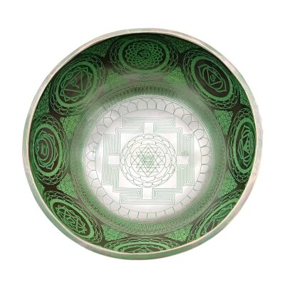 Klangschale Shree Yantra, grüne Gravur