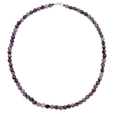 Halbedelstein Halskette 6 mm Violetter Amethyst