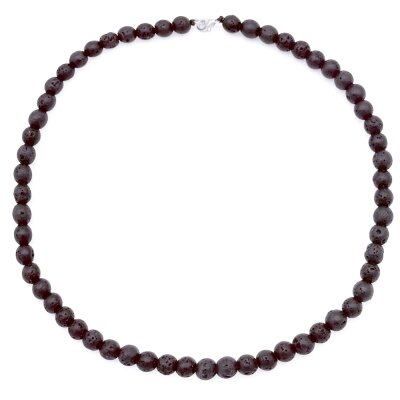 Perlen-Halskette 8 mm Lavastein