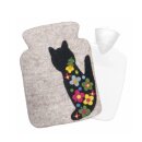 Wärmflaschenbezug Blumen-Katze, mit Wärmflasche...
