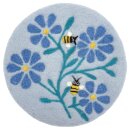 Felted trivet 20 cm Flowers with 2 bees