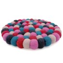 Felted trivet 18 cm Red/Pink/Blue