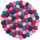 Felted trivet 18 cm Red/Pink/Blue