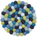 Felted trivet 18 cm Blue/Petrol/Green