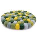 Felted trivet 18 cm Green/Skyblue/Yellow