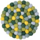 Felted trivet 18 cm Green/Skyblue/Yellow