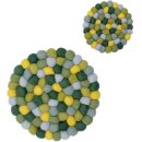 Felted trivet 18 cm Green/Skyblue/Yellow