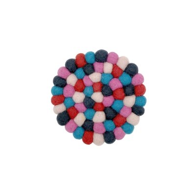 Felted Coaster 9 cm Red/Pink/Blue