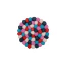 Felted Coaster 9 cm Red/Pink/Blue